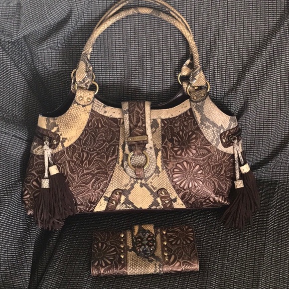 Sharif Handbags - Sharif snake embossed leather shoulder bag. NWOT